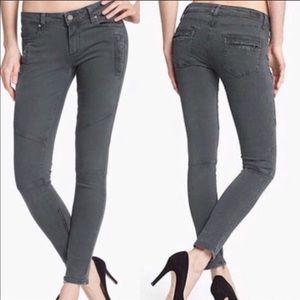 paige marley gray skinny jeans w/ zipper details